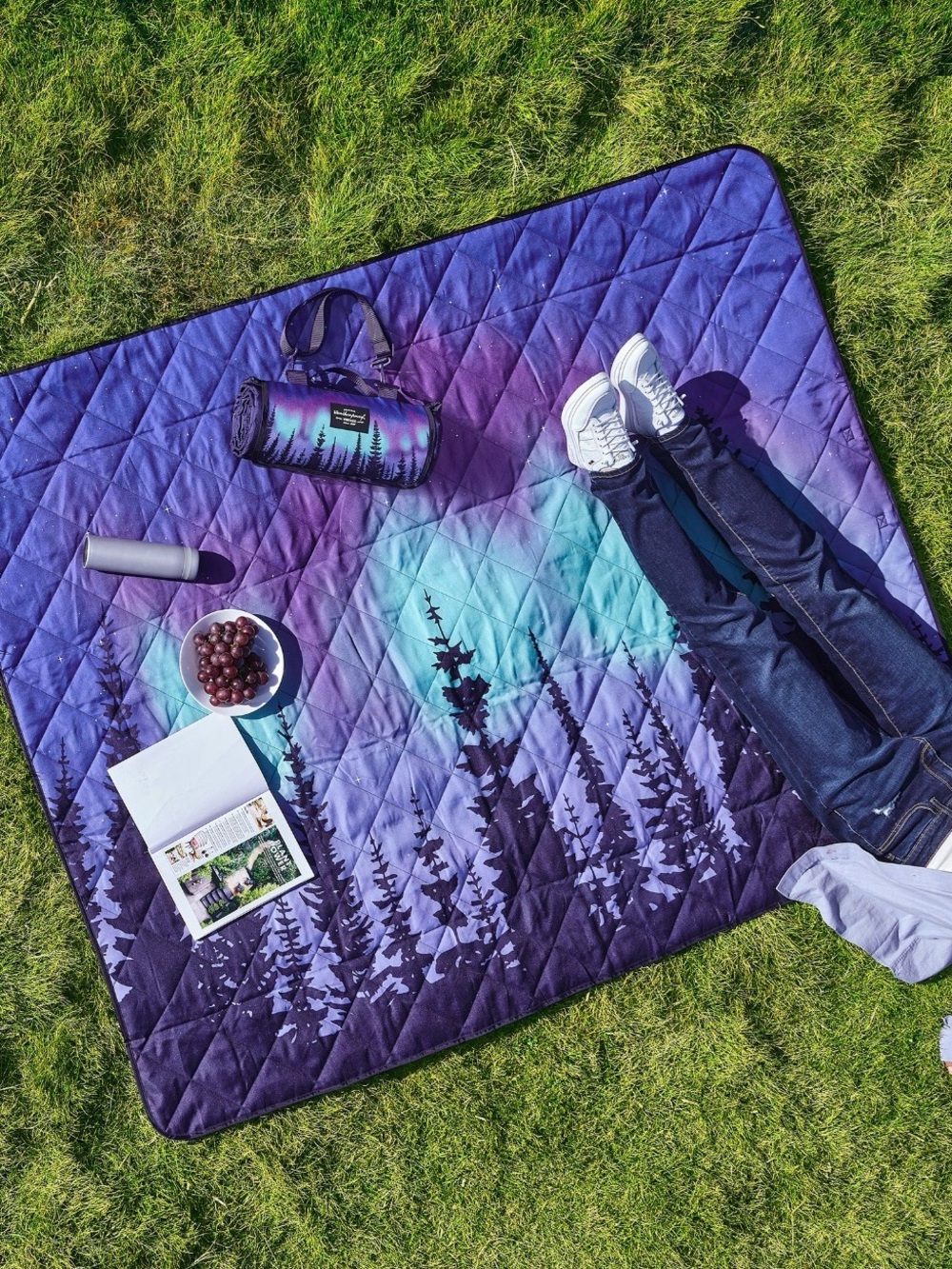 Weatherproof Gradient Forest Outdoor Blanket - Purple Teal - Picture 5 of 5